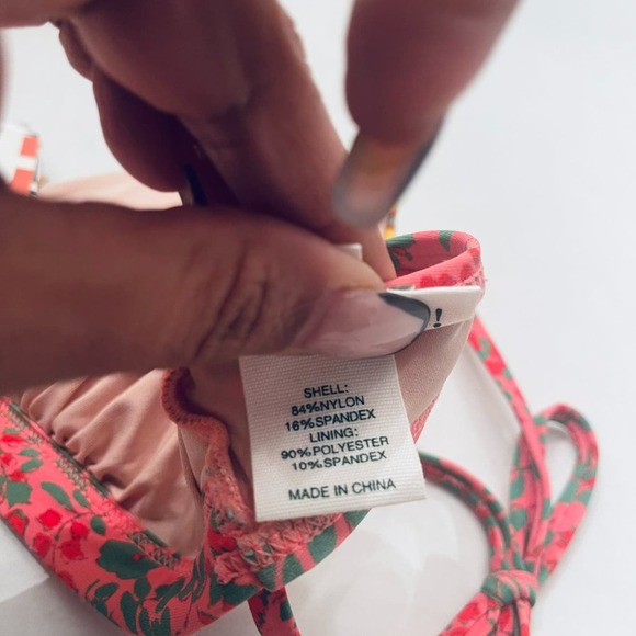 Roberta Roller Rabbit Rhody Mixed Floral Tie Shoulder Bralette Bikini Top Medium - Picture 8 of 8